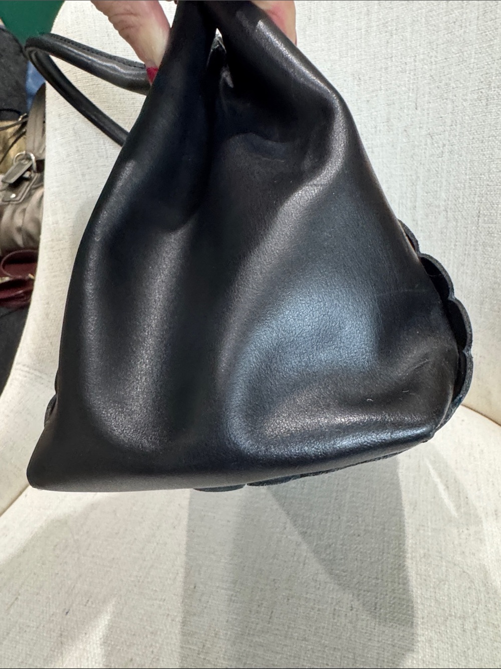 kate spade Black Scalloped Leather Satchel with Gold Hardware - Picture 3 of 10